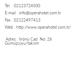 Opera Hotel iletiim bilgileri